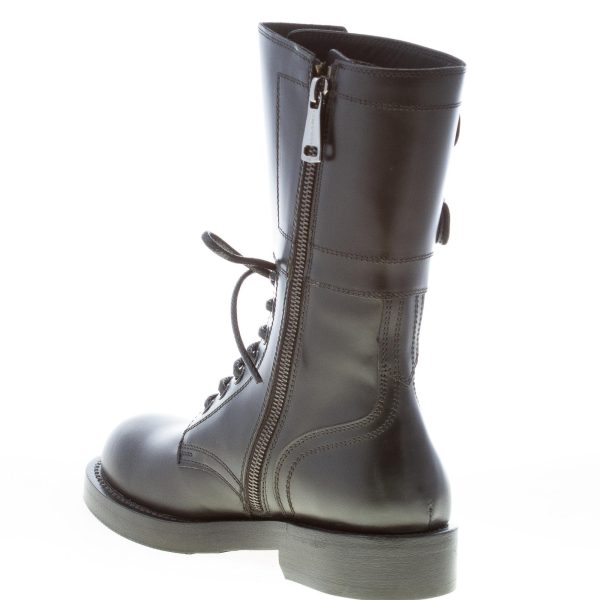 DOLCE & GABBANA donna stivaletto anfibio Bernini in pelle lucida NERO con fibbie. Tacco 3 cm - immagine 4