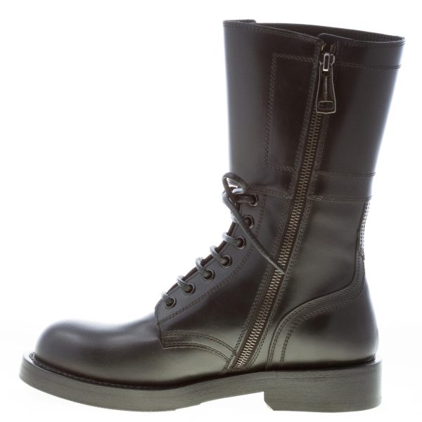 DOLCE & GABBANA donna stivaletto anfibio Bernini in pelle lucida NERO con fibbie. Tacco 3 cm - immagine 5