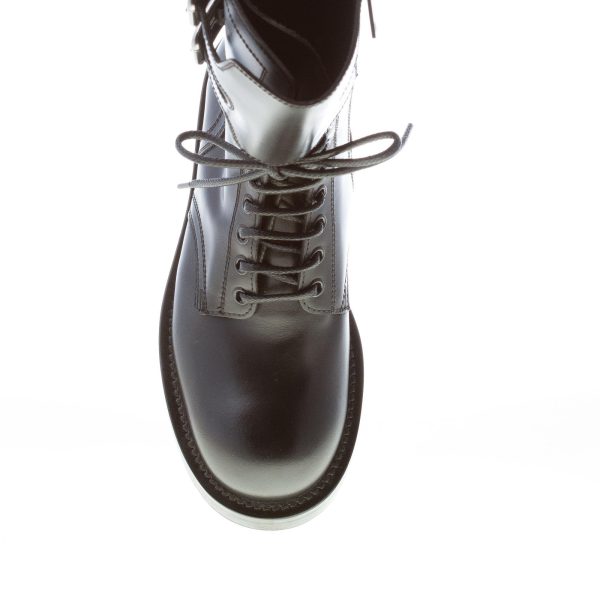 DOLCE & GABBANA donna stivaletto anfibio Bernini in pelle lucida NERO con fibbie. Tacco 3 cm - immagine 7