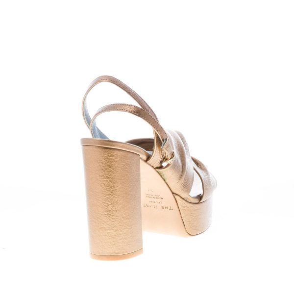 THE RO&F donna sandalo in pelle BRONZO con cinturino alla caviglia e platform. Tacco 11 cm - immagine 3