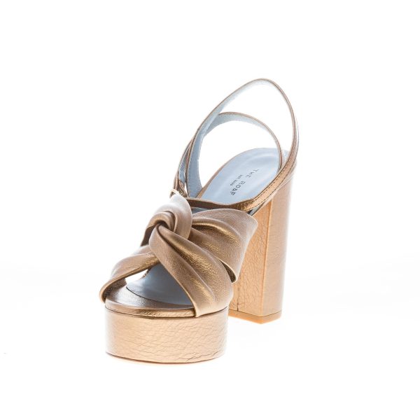THE RO&F donna sandalo in pelle BRONZO con cinturino alla caviglia e platform. Tacco 11 cm - immagine 6