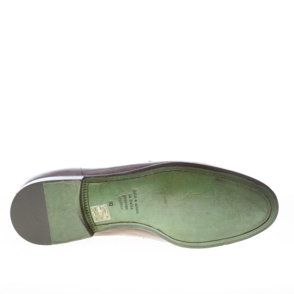 GREEN GEORGE uomo mocassino in pelle TESTA DI MORO con maxi frangia e fibbia. Suola cuoio - immagine 8