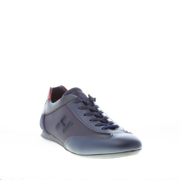 HOGAN uomo OLYMPIA sneaker in pelle e tessuto BLU NOTTE più rosso - immagine 2