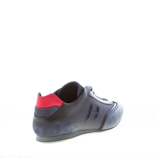 HOGAN uomo OLYMPIA sneaker in pelle e tessuto BLU NOTTE più rosso - immagine 3