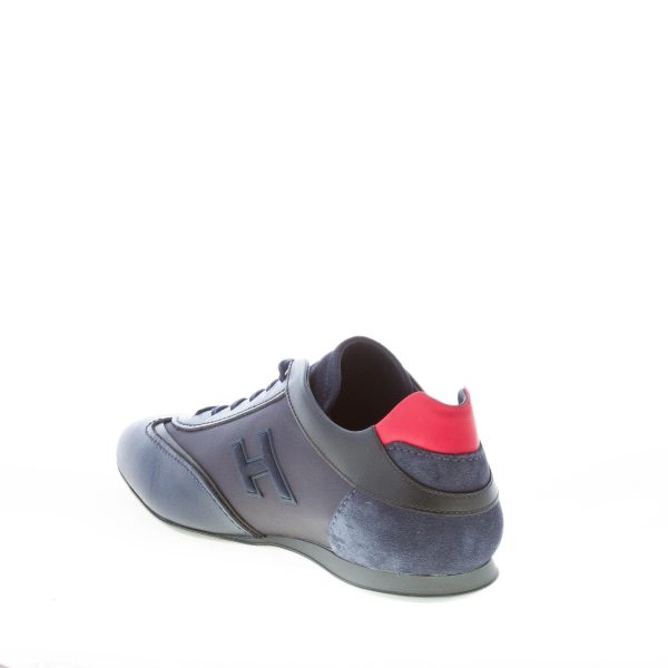 HOGAN uomo OLYMPIA sneaker in pelle e tessuto BLU NOTTE più rosso - immagine 4
