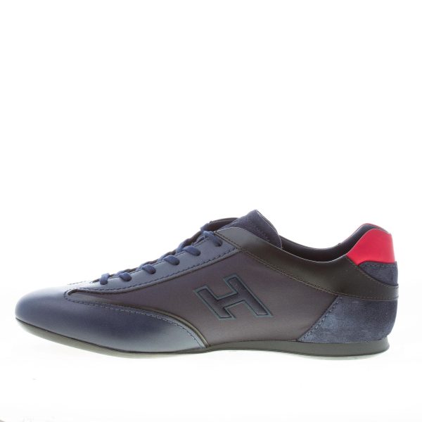 HOGAN uomo OLYMPIA sneaker in pelle e tessuto BLU NOTTE più rosso - immagine 5