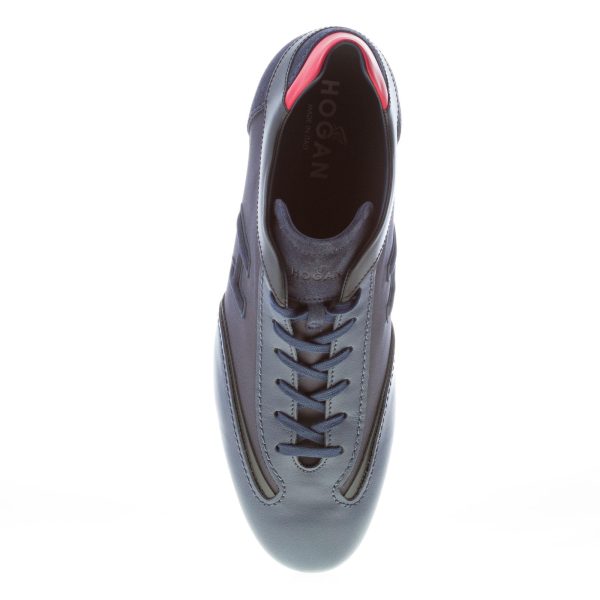 HOGAN uomo OLYMPIA sneaker in pelle e tessuto BLU NOTTE più rosso - immagine 7