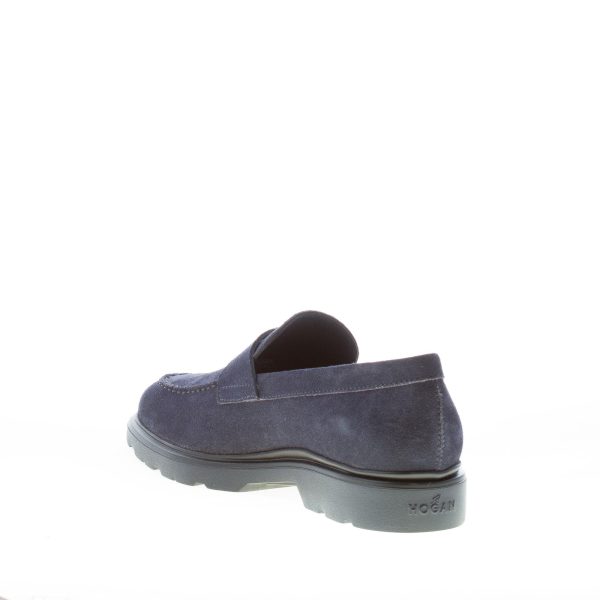 HOGAN uomo mocassino penny in camoscio BLU. Suola in gomma - immagine 4