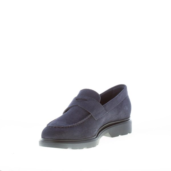 HOGAN uomo mocassino penny in camoscio BLU. Suola in gomma - immagine 6