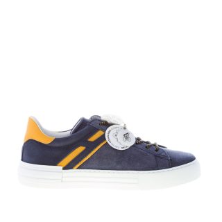 HOGAN uomo sneaker Rebel H526 in camoscio BLU più giallo