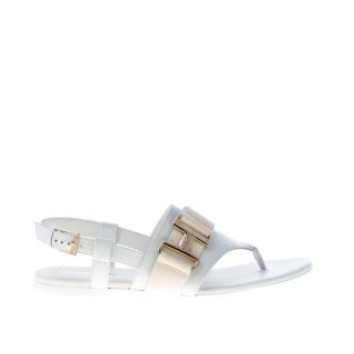 HOGAN donna H257 infradito Valencia in pelle BIANCO con accessorio metal