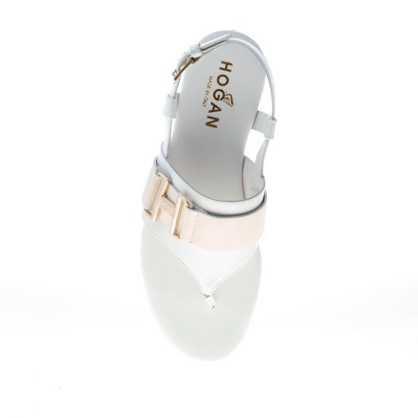 HOGAN donna H257 infradito Valencia in pelle BIANCO con accessorio metal - immagine 7