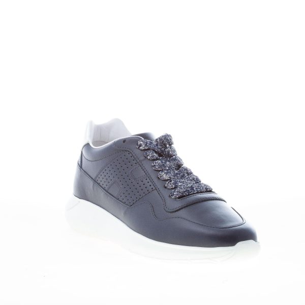 HOGAN donna Interactive Cube sneaker in pelle BLU più argento - immagine 2