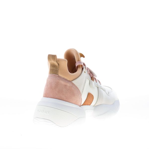HOGAN donna Interaction Slip on sneaker in camoscio pelle e tessuto BEIGE e  ROSA. Suola oversize - immagine 3