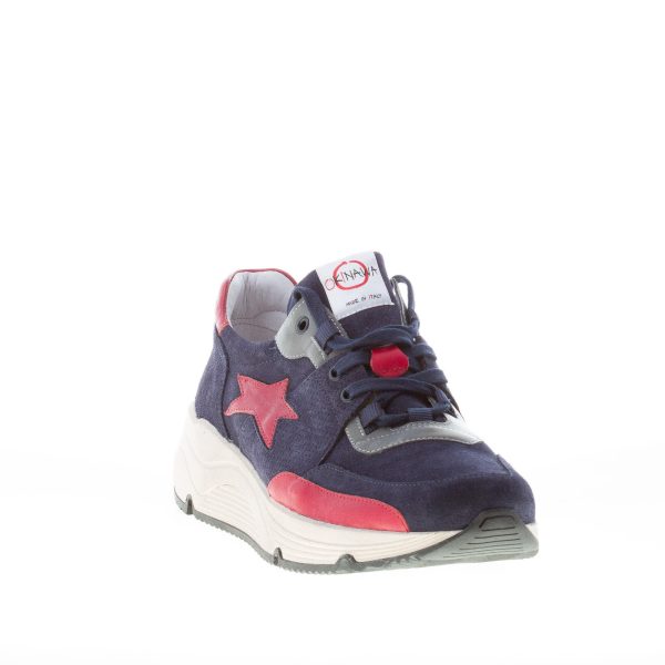 ISHIKAWA uomo sneaker Olimpic 1975 in camoscio BLU più rosso - immagine 2