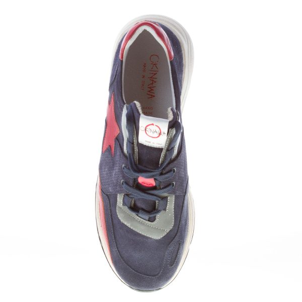 ISHIKAWA uomo sneaker Olimpic 1975 in camoscio BLU più rosso - immagine 7