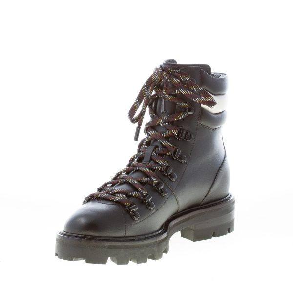 JIMMY CHOO donna scarponcino trekking Eshe Flat in pelle NERO e latte - immagine 6