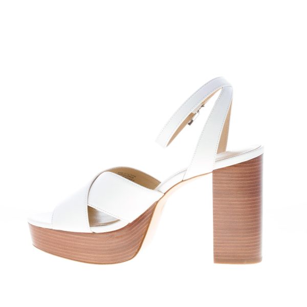 MICHAEL KORS donna sandalo Odette Platform in pelle BIANCO con fasce incrociate. Tacco 11 cm - immagine 5