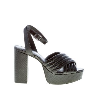 MICHAEL KORS donna sandalo Royce Platform in pelle stampa rettile NERO con fasce incrociate. Tacco 11 cm