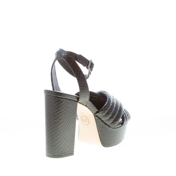 MICHAEL KORS donna sandalo Royce Platform in pelle stampa rettile NERO con fasce incrociate. Tacco 11 cm - immagine 3