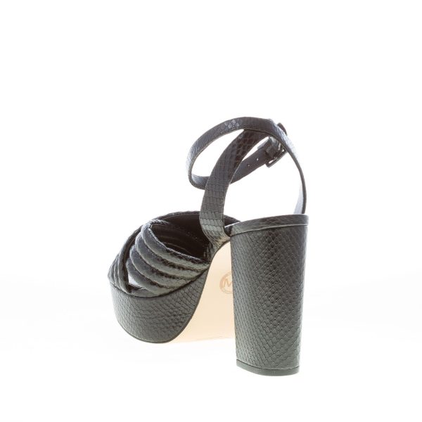 MICHAEL KORS donna sandalo Royce Platform in pelle stampa rettile NERO con fasce incrociate. Tacco 11 cm - immagine 4