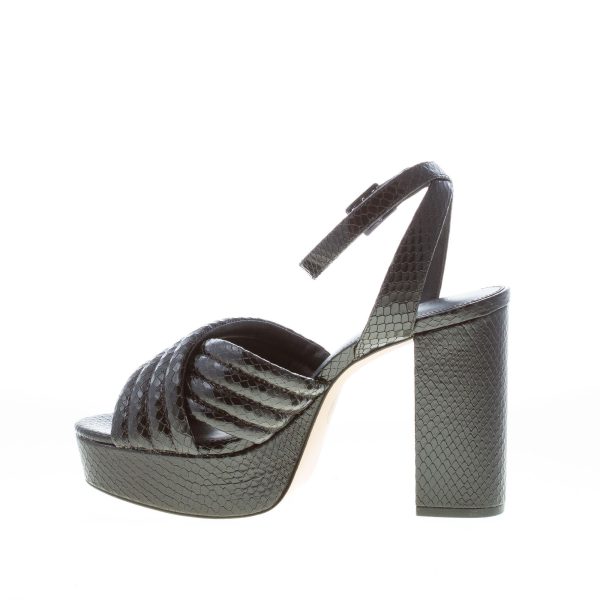 MICHAEL KORS donna sandalo Royce Platform in pelle stampa rettile NERO con fasce incrociate. Tacco 11 cm - immagine 5