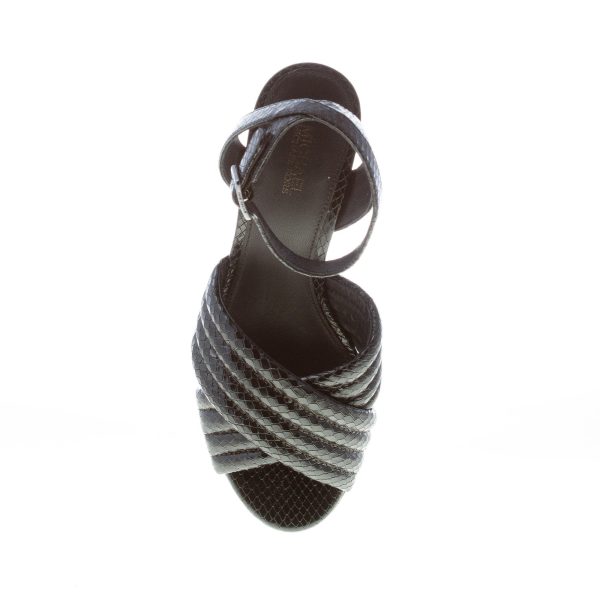 MICHAEL KORS donna sandalo Royce Platform in pelle stampa rettile NERO con fasce incrociate. Tacco 11 cm - immagine 7