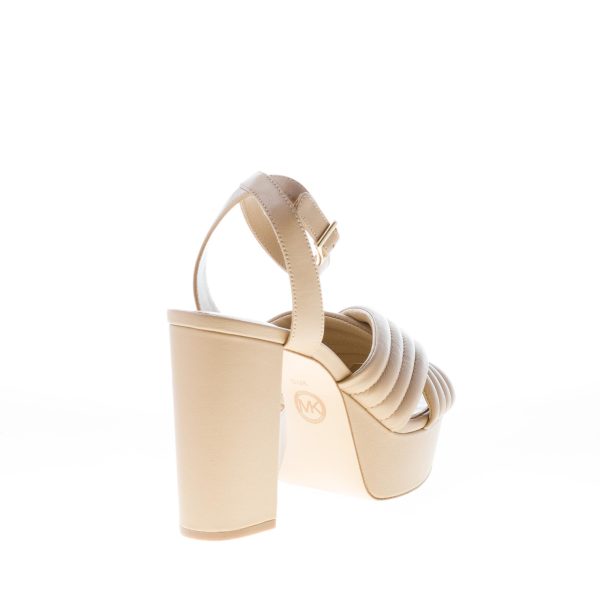 MICHAEL KORS donna sandalo Royce Platform in pelle BEIGE CAMEL con fasce incrociate. Tacco 11 cm - immagine 3