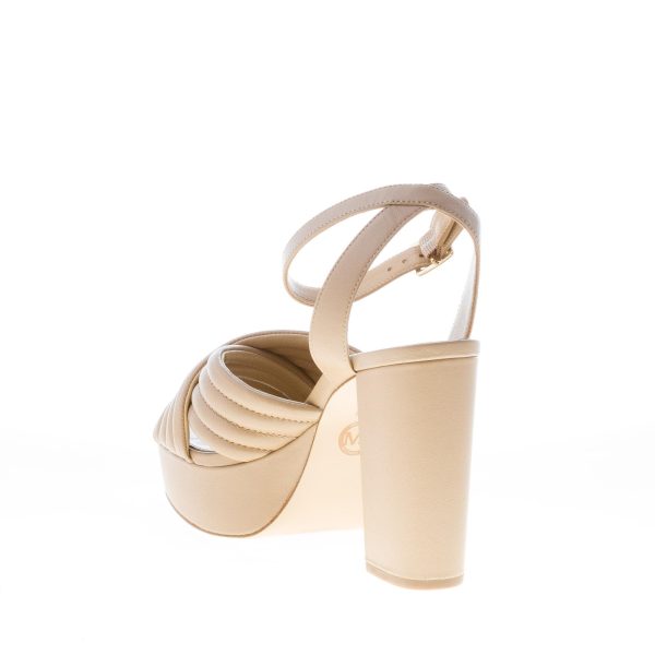 MICHAEL KORS donna sandalo Royce Platform in pelle BEIGE CAMEL con fasce incrociate. Tacco 11 cm - immagine 4