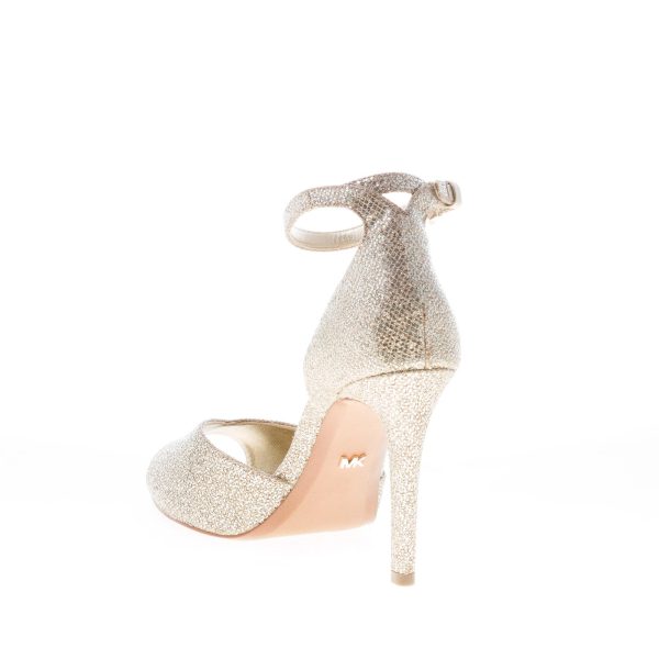 MICHAEL KORS donna sandalo Cambria in tessuto glitterato SILVER con cinturino alla caviglia. Tacco 9,5 cm - immagine 4