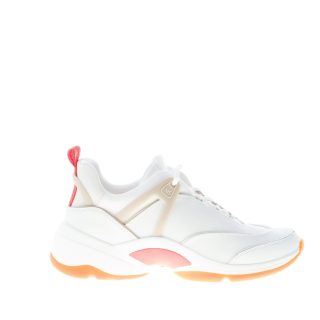 MICHAEL KORS donna sneaker Sparks Trainer in tessuto e pelle BIANCO più arancione
