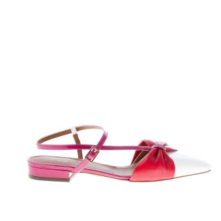 L'AUTRE CHOSE donna slingback con fiocco in vernice e nappa BIANCO e fuxia. Tacco 2,5 cm