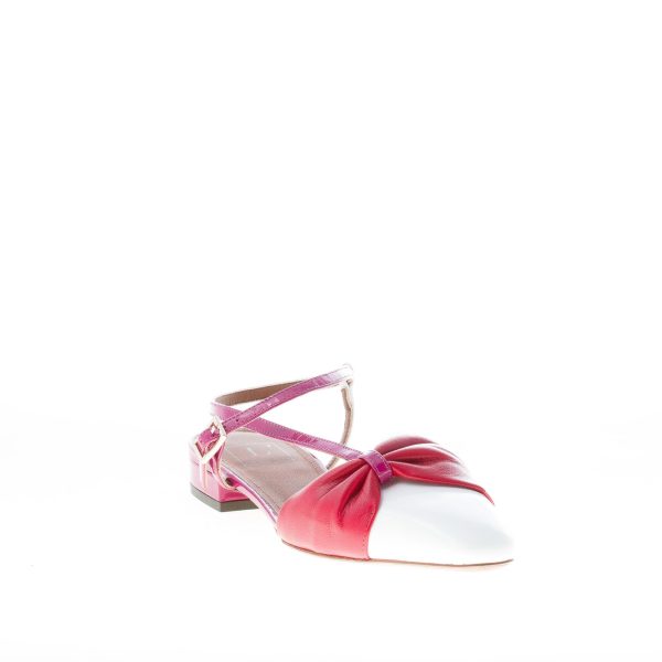 L'AUTRE CHOSE donna slingback con fiocco in vernice e nappa BIANCO e fuxia. Tacco 2,5 cm - immagine 2