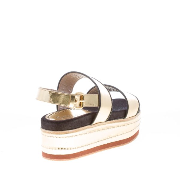 MARIA CRISTINA donna sandalo platform in pelle specchio ORO. Zeppa  5,5 cm - immagine 3