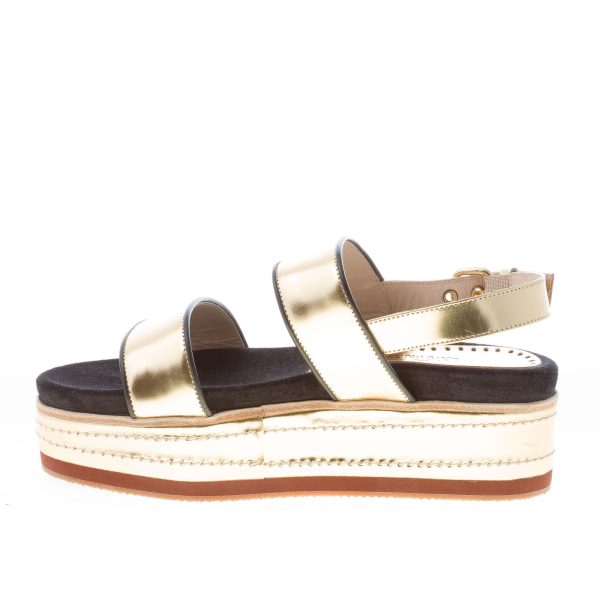 MARIA CRISTINA donna sandalo platform in pelle specchio ORO. Zeppa  5,5 cm - immagine 5