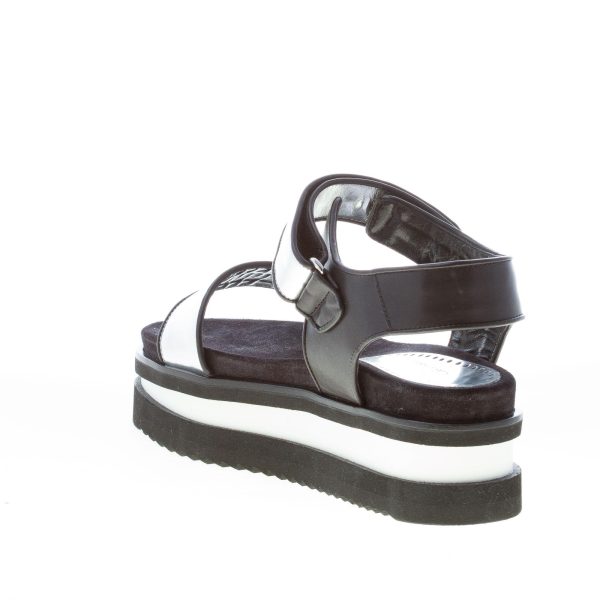 MARIA CRISTINA donna sandalo platform in pelle specchio ARGENTO più nero. Zeppa 6 cm - immagine 4