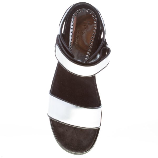 MARIA CRISTINA donna sandalo platform in pelle specchio ARGENTO più nero. Zeppa 6 cm - immagine 7