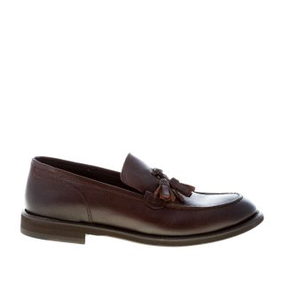 MARINI uomo mocassino in pelle di bufalo TESTA DI MORO con nappine. Suola micro