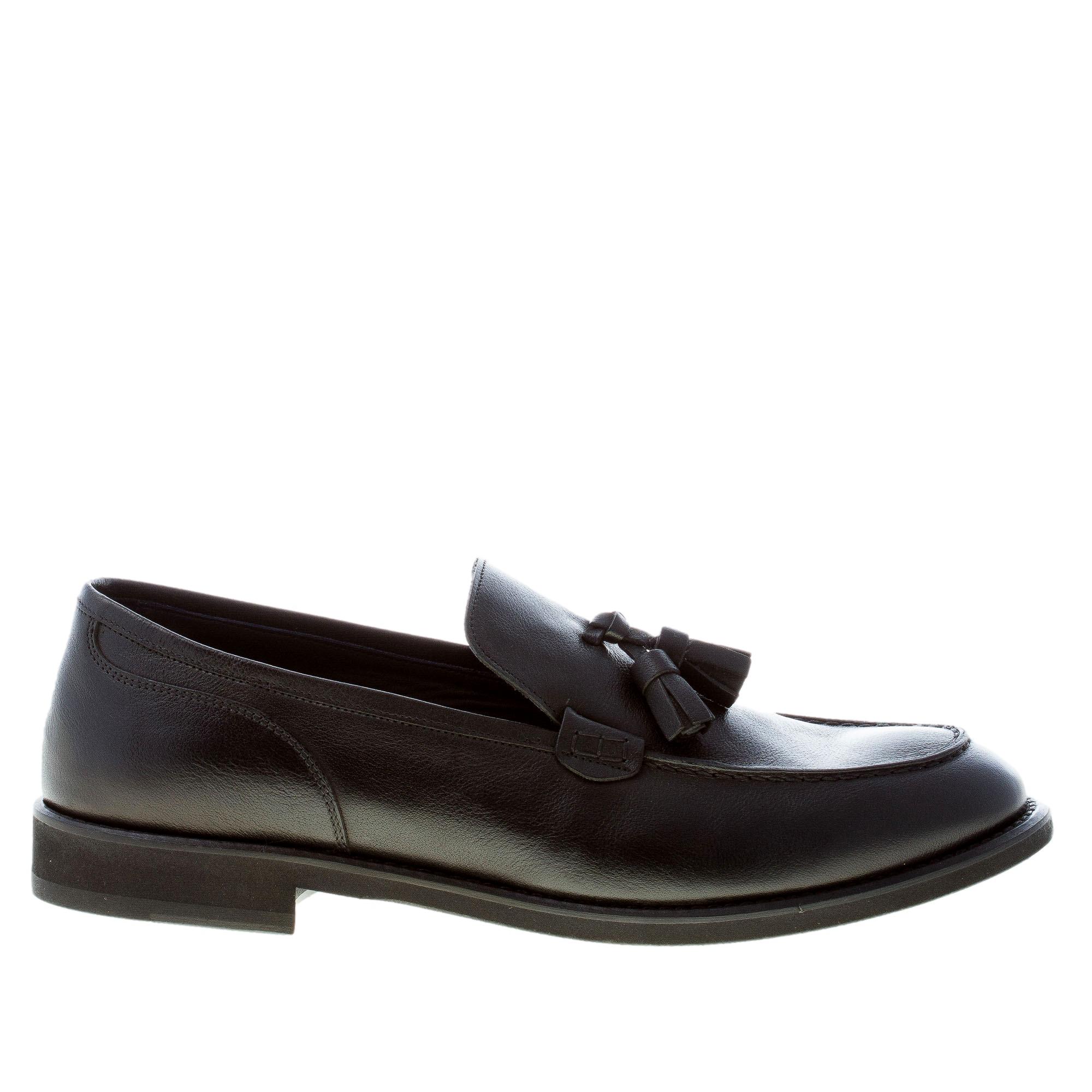 MARINI uomo mocassino in pelle di bufalo NERO con nappine. Suola micro Strike Calzature