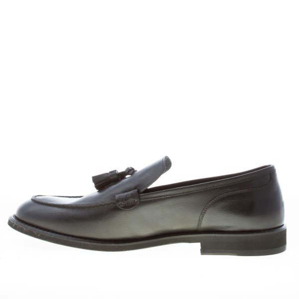 MARINI uomo mocassino in pelle di bufalo NERO con nappine. Suola micro - immagine 5