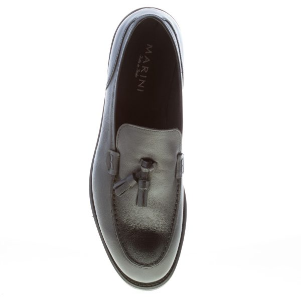 MARINI uomo mocassino in pelle di bufalo NERO con nappine. Suola micro - immagine 7