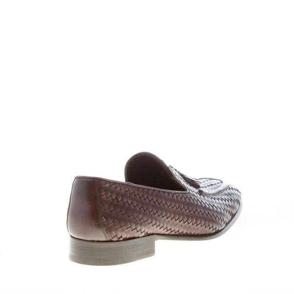 MIGLIORE uomo mocassino in pelle intrecciata TESTA DI MORO con nappine - immagine 3