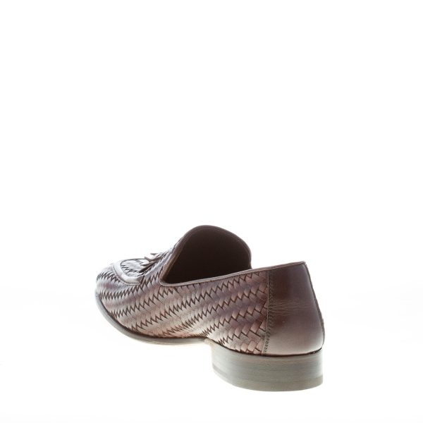 MIGLIORE uomo mocassino in pelle intrecciata TESTA DI MORO con nappine - immagine 4