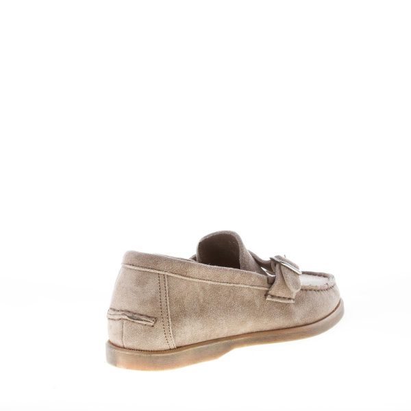 MIGLIORE uomo mocassino in camoscio TORTORA con fibbia. Suola gomma flessibile - immagine 3