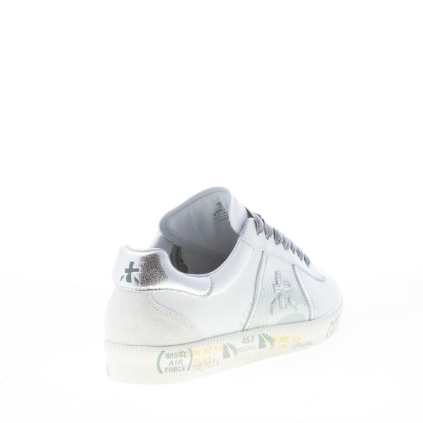 PREMIATA donna sneaker ANDY 4678 in pelle BIANCO più laminato argento - immagine 3