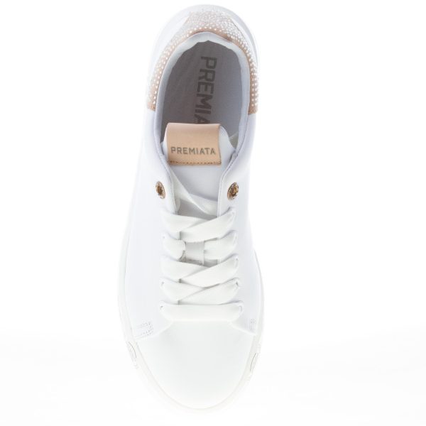 PREMIATA donna sneaker BELLE 4540 in pelle BIANCO più beige e strass - immagine 7