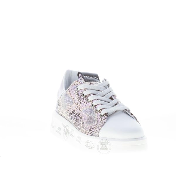 PREMIATA donna sneaker BELLE 5150 in pelle BIANCO più stampa rettile colorata - immagine 2