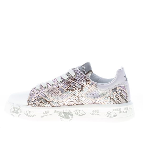 PREMIATA donna sneaker BELLE 5150 in pelle BIANCO più stampa rettile colorata - immagine 5