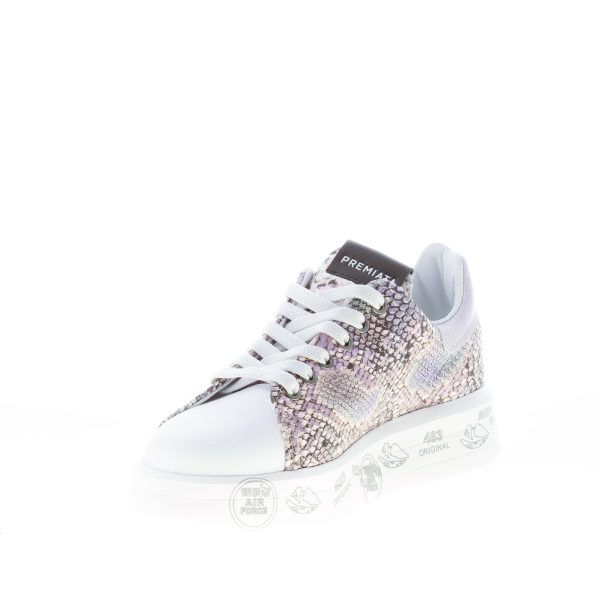 PREMIATA donna sneaker BELLE 5150 in pelle BIANCO più stampa rettile colorata - immagine 6