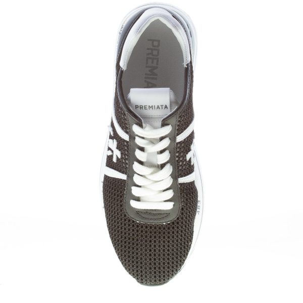 PREMIATA donna sneaker Beth 5223 in pelle e tessuto intrecciato NERO più bianco con maxi platform - immagine 7